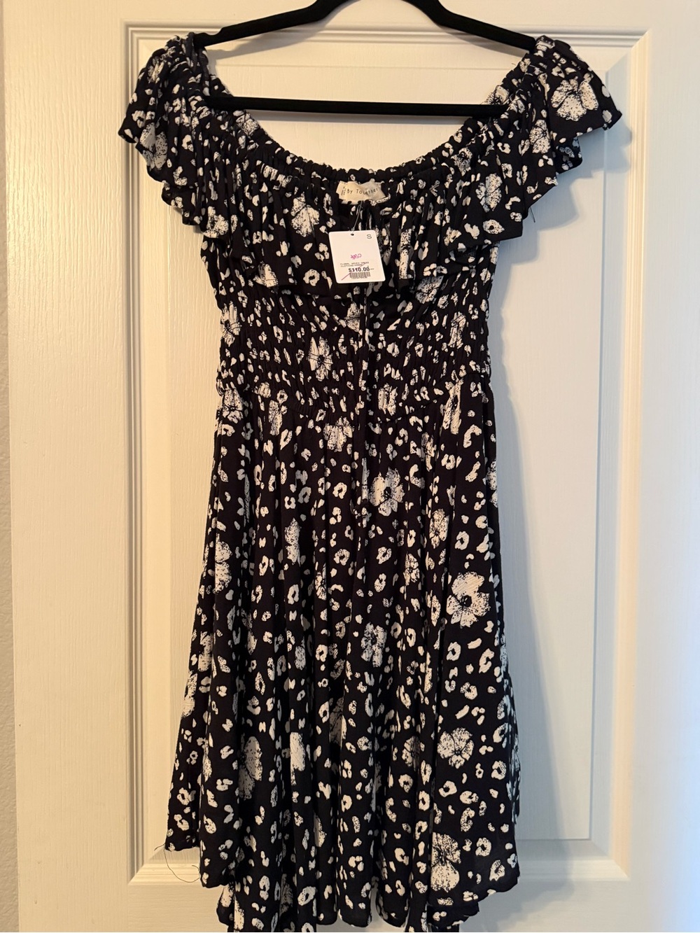By Together Black and White Floral Off-Shoulder Dress